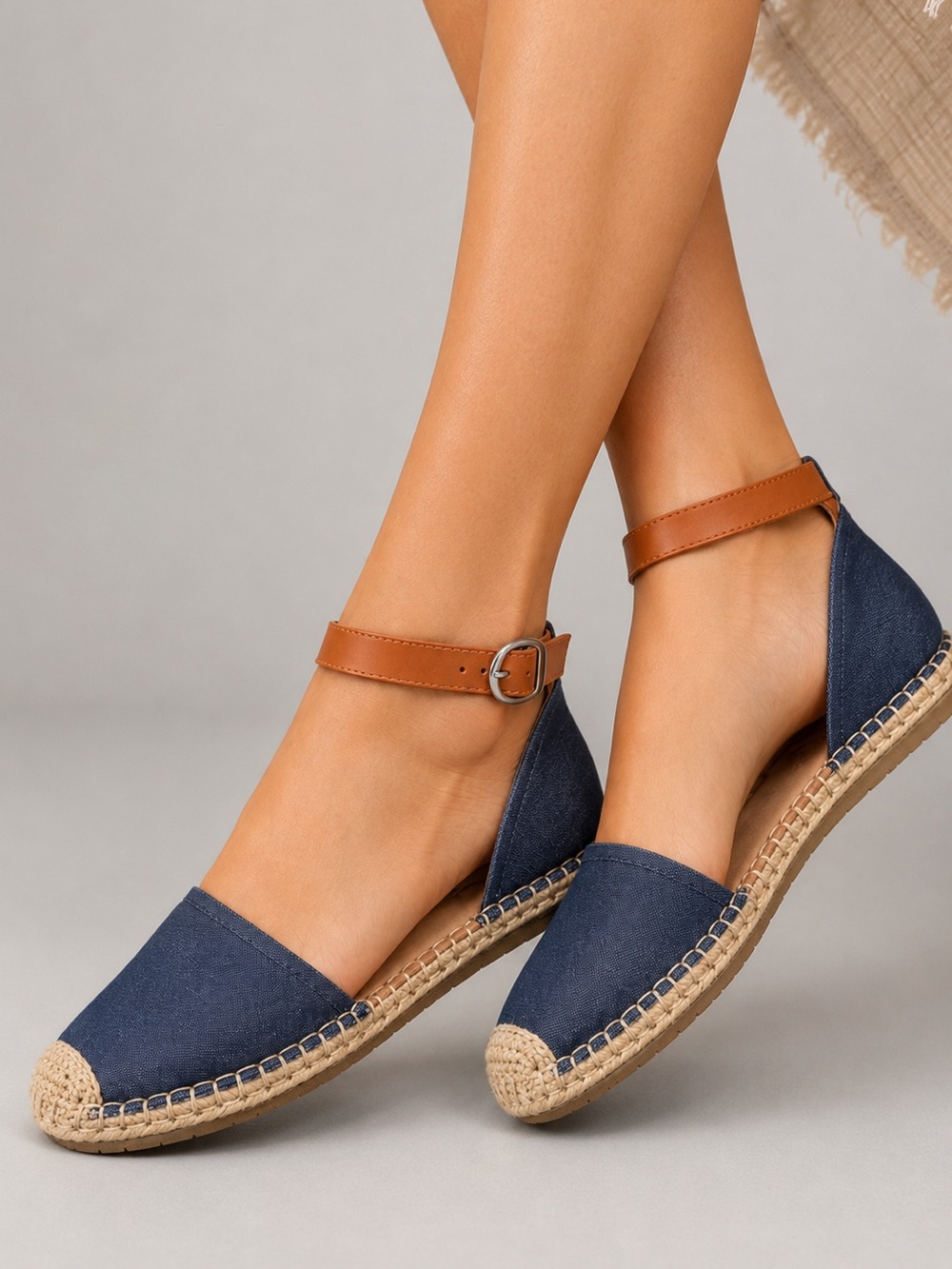 🆕✨🫐 Style&Co NavyBlue Espadrille Flats Strap Ankle Canvas Shoes Size 7.5M Summer